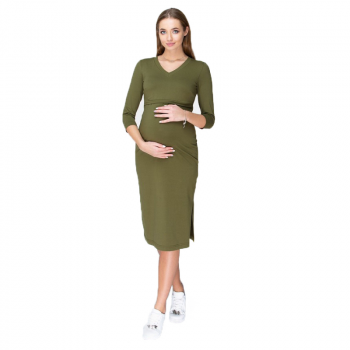 Платье для беременных и кормящих ЮЛА МАМА Pam оливковое