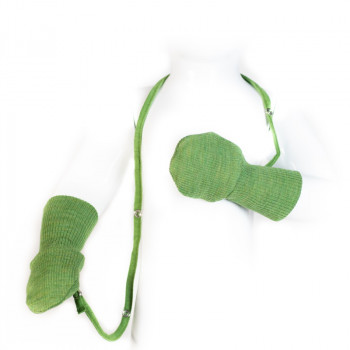 Термоварежки на верёвочке из двойного слоя шерсти мериноса MAM ManyMonths (размер 50-68/74 однопалые, тёмно-зелёные)