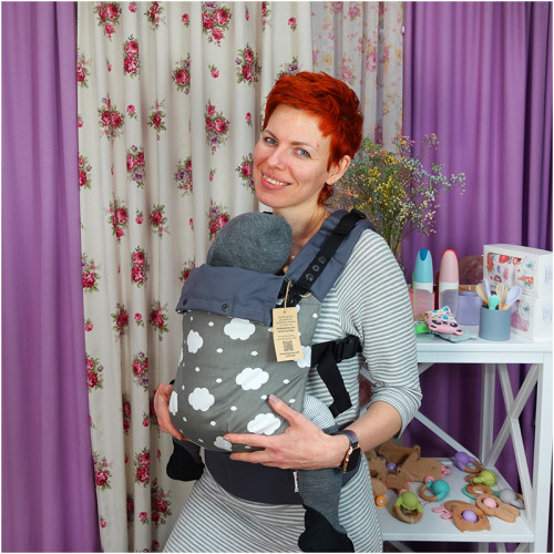 Слинг-рюкзак TOPA-TOP Toddler Grey with Clouds