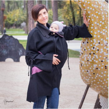 Шерстяное пальто для беременных и слингоношения MАM чёрное