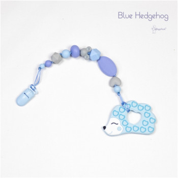 Силиконовый грызунок с держателем BABY MILK TEETH Blue Hedgehog