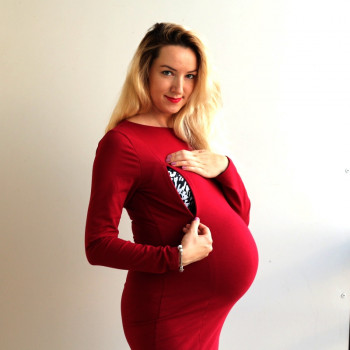 Платье футляр для беременных и кормящих мам HIGH HEELS MOM (бордовый, размер M/L)