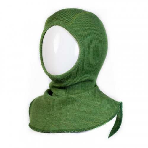 Термошапка-шлем из шерсти мериноса MAM ManyMonths (размер 80-104/110, тёмно-зелёная)