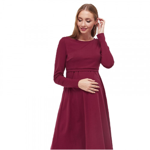 Платье для беременных и кормящих ЮЛА МАМА Olivia (размер S, бордовый)