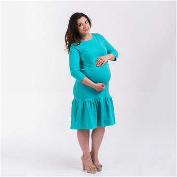 Платье для беременных и кормящих HIGH HEELS MOM с оборкой голубое