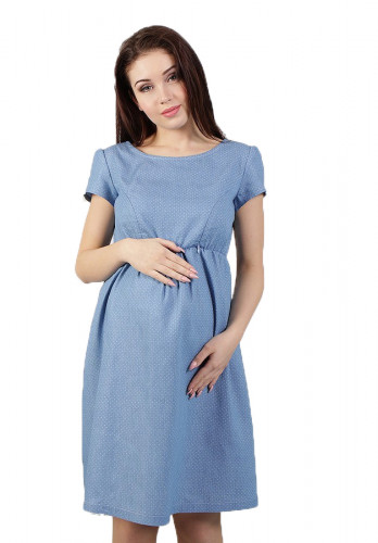 Платье для беременных и кормящих ЮЛА МАМА Celena (размер L, голубой в горошек)