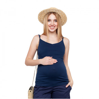 Майка для беременных и кормящих ЮЛА МАМА May (размер XL, тёмно-синий)