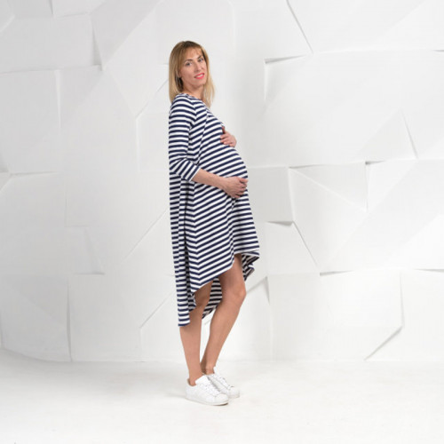 Платье для беременных и кормящих мам HIGH HEELS MOM (размер S/M, синяя полоска)