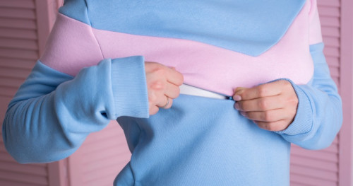 Спортивный утеплённый костюм для беременных и кормящих мам HIGH HEELS MOM (размер S, голубой со стойкой)