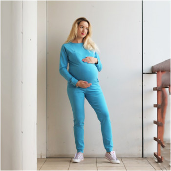 Спортивный костюм для беременных и кормящих мам HIGH HEELS MOM (размер М/L, голубой)