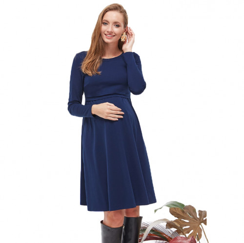 Платье для беременных и кормящих ЮЛА МАМА Olivia (размер S, синий)