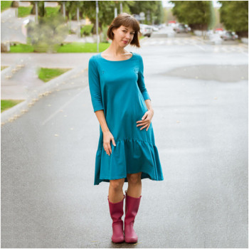 Платье для беременных и кормящих HIGH HEELS MOM свободное с оборкой голубое