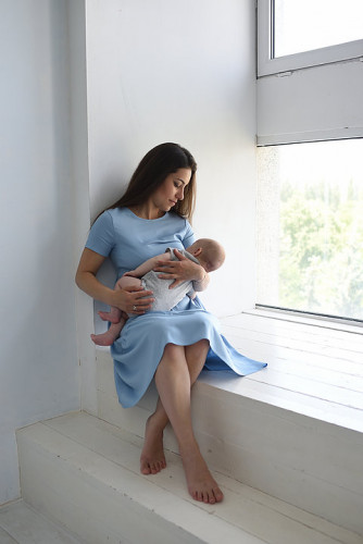 Платье для беременных и кормящих мам HIGH HEELS MOM «Ассоль» (размер S, голубой)