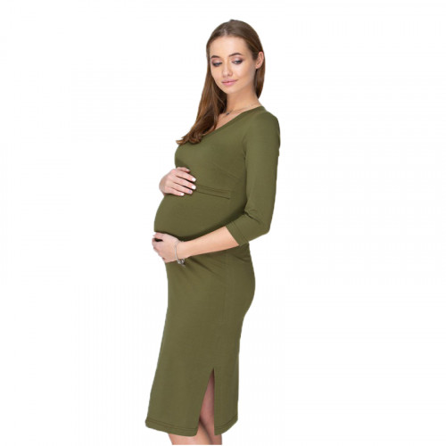 Платье для беременных и кормящих ЮЛА МАМА Pam (размер XS, оливковый)