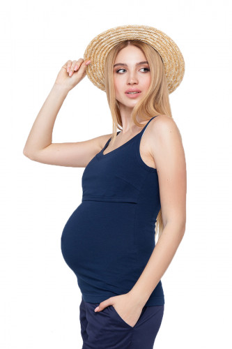 Майка для беременных и кормящих ЮЛА МАМА May (размер XL, тёмно-синий)