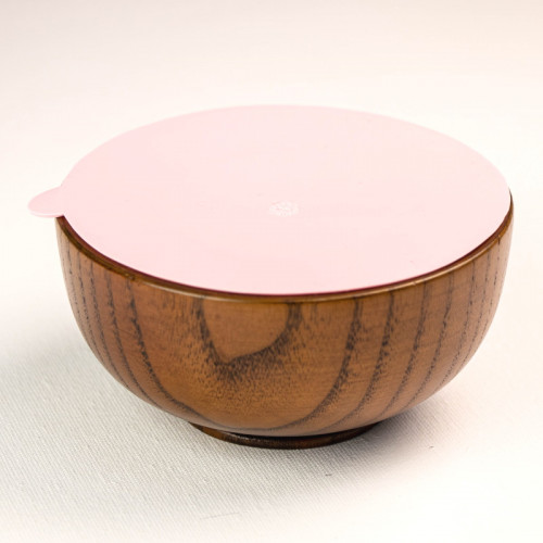 Деревянная миска с розовой присоской SLINGOPARK (тёмный)