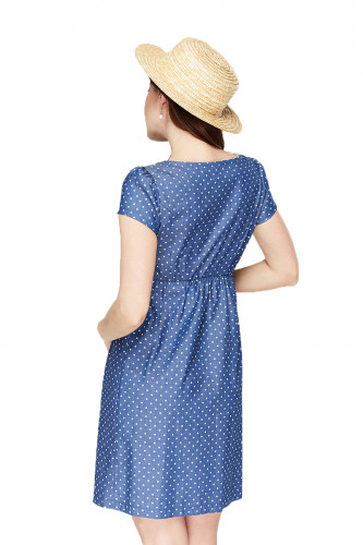 Платье для беременных и кормящих ЮЛА МАМА Celena (размер XL, синий в сердечки)