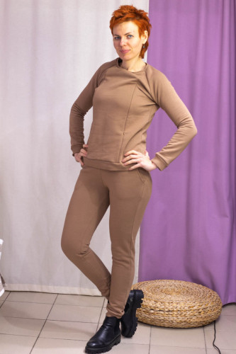 Спортивный утеплённый костюм для беременных и кормящих мам HIGH HEELS MOM (размер S, бежевый)