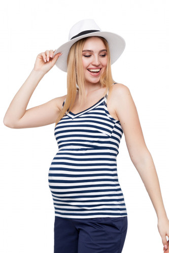 Майка для беременных и кормящих ЮЛА МАМА May (размер L, белый в полоску)