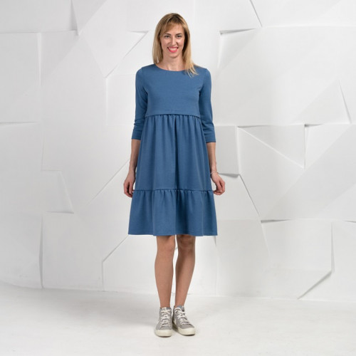 Платье с горизонтальным секретом для беременных и кормящих мам HIGH HEELS MOM (голубой, размер S)
