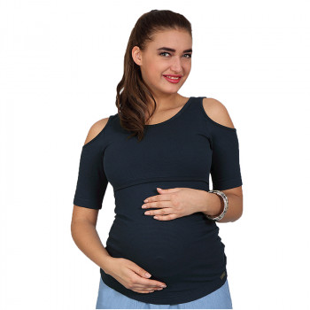 Футболка для беременных и кормящих ЮЛА МАМА Liama (размер XL, тёмно-синяя)