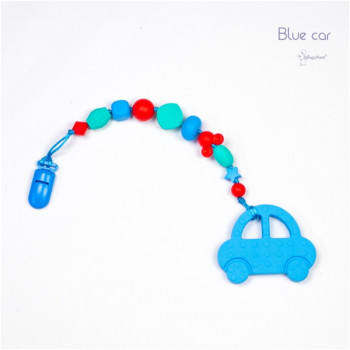 Силиконовый грызунок с держателем BABY MILK TEETH Blue Car