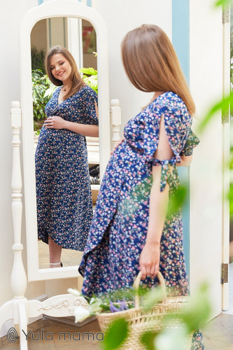 Платье для беременных и кормящих ЮЛА МАМА Sharlen (размер M, синий)